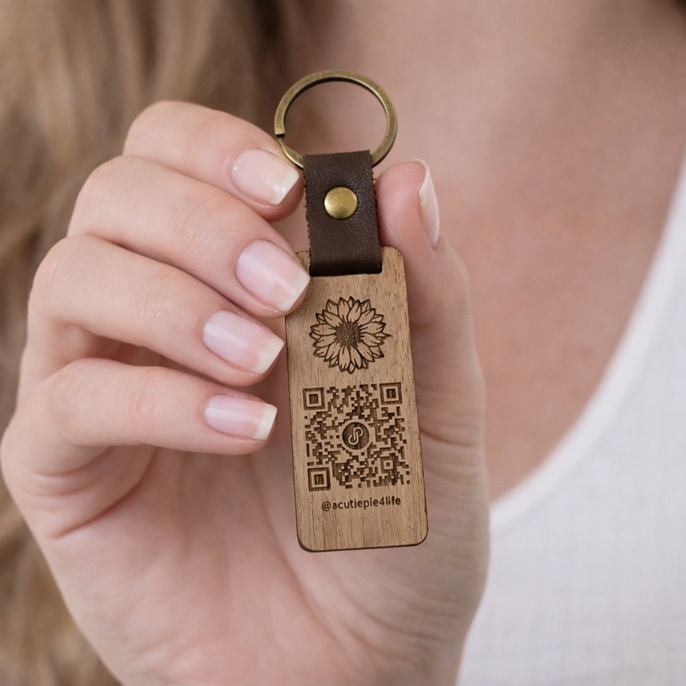 Custom Logo QR Code Stickers 12 Pack Waterproof 2x2 With Matching Wood Keychain